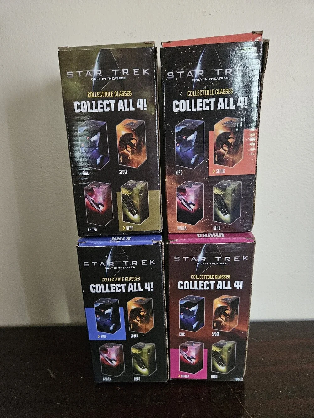 2009 Burger King Star Trek Movie Glasses Complete Set Of 4 Sealed Mint